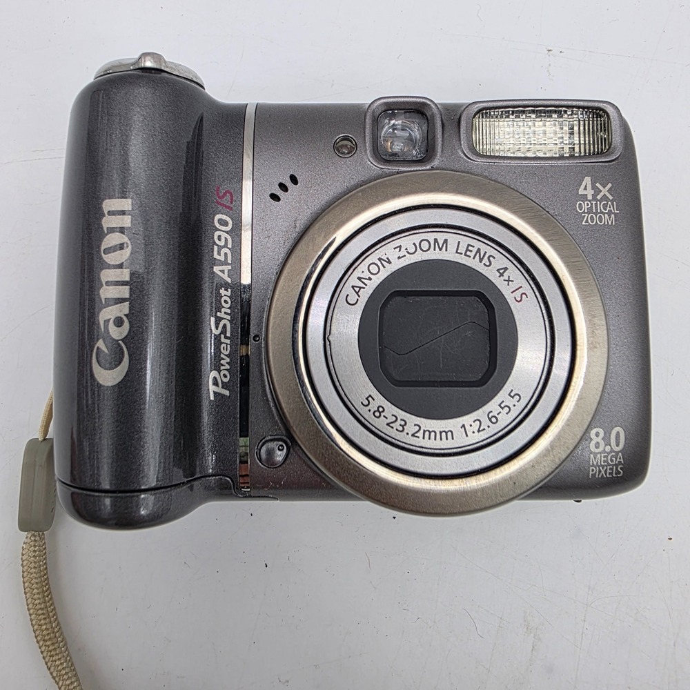 Canon PowerShot A590 IS 8.0MP Digital Camera Tested Fully Functional Grey 32MB